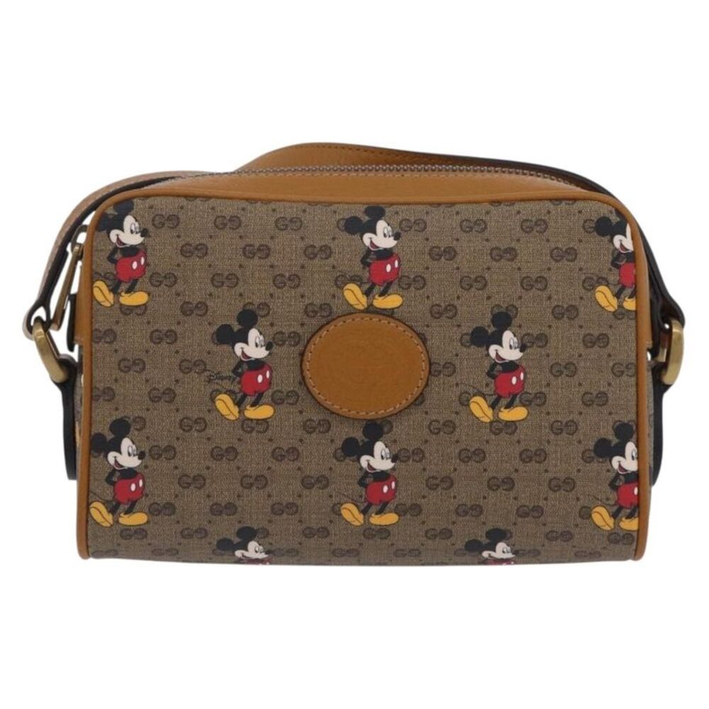 Gucci Disney Mickey Mouse Printed Mini Gg Coated Canvas Beige Canvas Shoulder